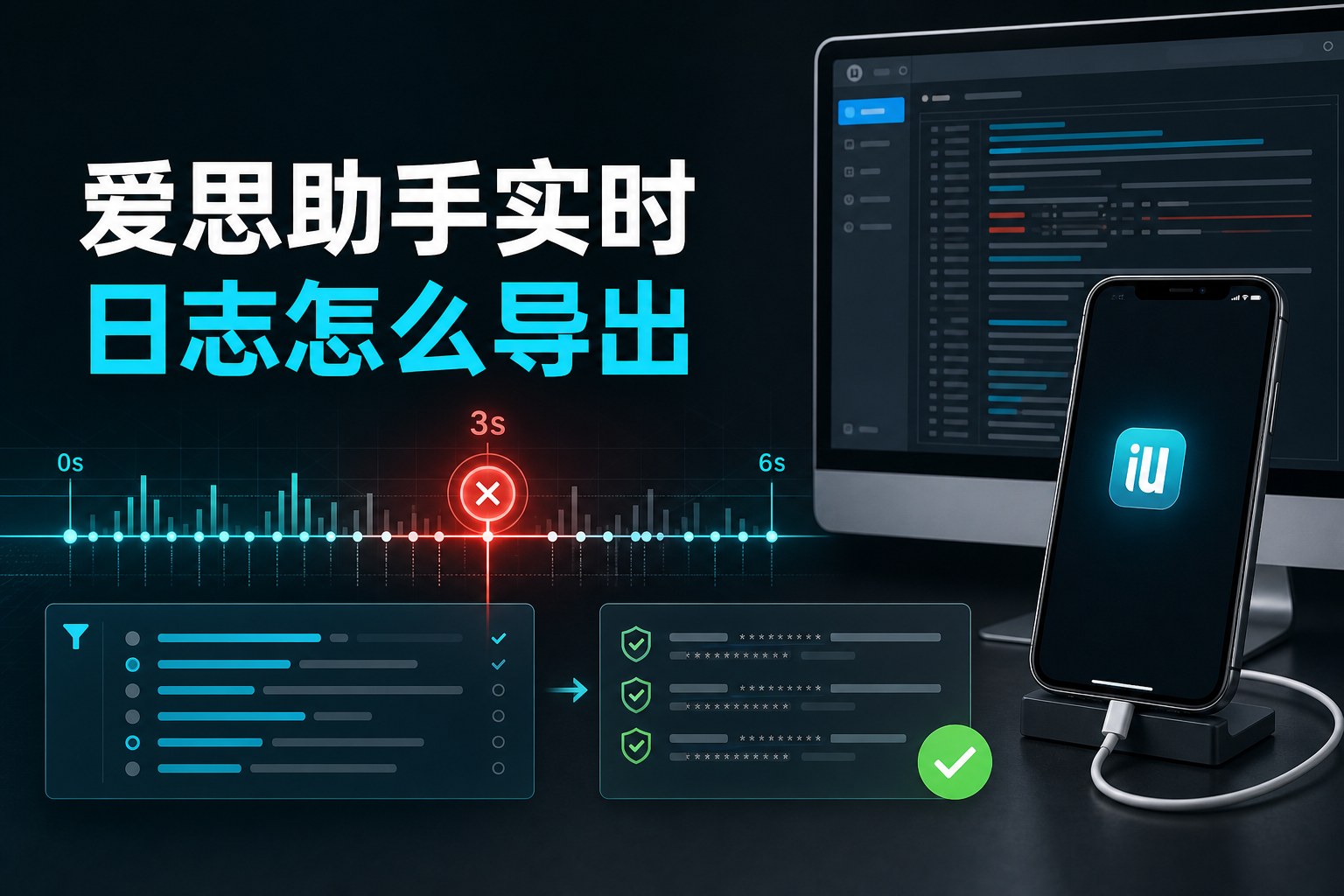爱思助手实时日志导出：闪退时间点、设备连接与隐私脱敏